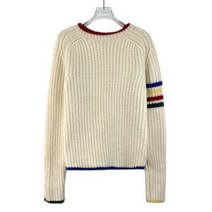Thom Browne Beige Classic Four-Bar Wool Crewneck Sweater